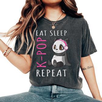 Eat Sleep K-Pop Repeat Kpop Panda Girls Women Women's Oversized Comfort T-Shirt - Thegiftio UK