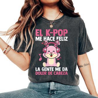 El K-Pop Me Hace Feliz Kpop Musik Cuello Camiseta extragrande cómoda para mujer - Regaloses