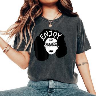 Enjoy The Silence Woman Head Girls Boys Man Music Women's Oversized Comfort T-Shirt - Thegiftio UK