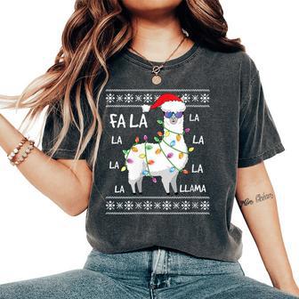 Fa La La Llama Christmas Tree Ugly Christmas Sweater Women's Oversized Comfort T-Shirt - Thegiftio UK