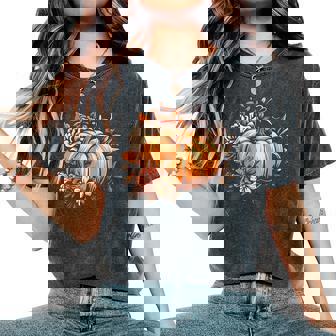 Fall Vintage Pumpkin Autumn Graphic Thanksgiving Women's Oversized Comfort T-Shirt | Mazezy