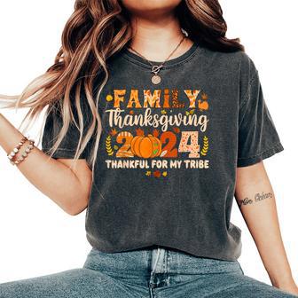 Family Thanksgiving 2024 Thankful For My Tribe Fall Autumn Women's Oversized Comfort T-Shirt - Thegiftio UK