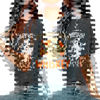 My Favorite Spirit Is Whiskey Halloween Party Drinking Ghost Women's Oversized Comfort T-Shirt - Monsterry