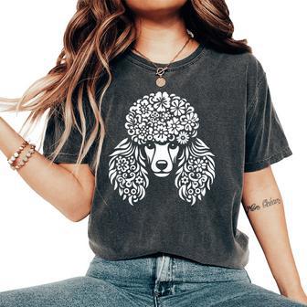 Floral Poodle Face Dog With Flowers Graphic Women's Oversized Comfort T-Shirt - Thegiftio UK