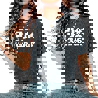 Fuck Cancer Fu Cancer Conciencia Del Cáncer Cuello Camiseta extragrande cómoda para mujer - Regaloses