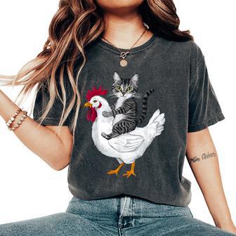 Cat On A Chicken Lover Women's Oversized Comfort T-Shirt - Thegiftio UK