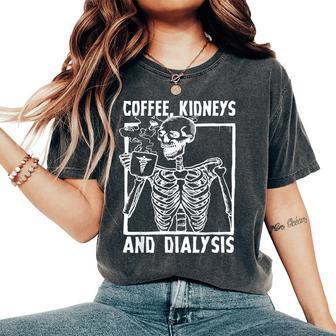 Dialysis Nurse Halloween Coffee Kidneys Dialysis Skull Women's Oversized Comfort T-Shirt - Thegiftio UK