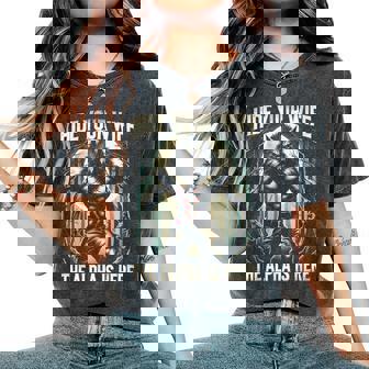 Graphic Hide Your Wife The Alpha Is Here Wolf Meme Women's Oversized Comfort T-Shirt - Seseable