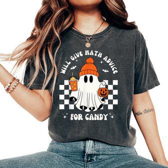 Math Teacher Halloween Ghost Math Lover Teachers Woman Women's Oversized Comfort T-Shirt - Thegiftio UK