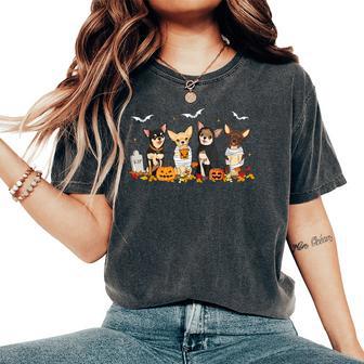 Pumpkin Ghost Chihuahua Halloween Chihuahua Dog Mom Women's Oversized Comfort T-Shirt - Thegiftio