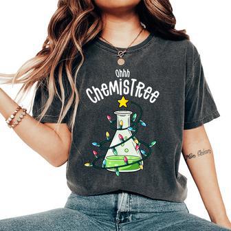 Science Teacher Oh Chemistree Chemistry Christmas Women's Oversized Comfort T-Shirt - Thegiftio UK