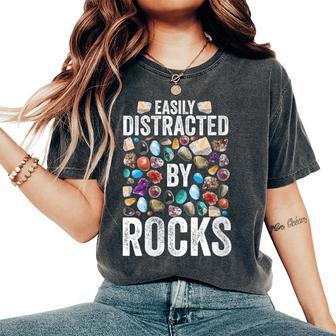 Geology Easily Distracted By Rocks For Geologist Women's Oversized Comfort T-Shirt - Thegiftio UK