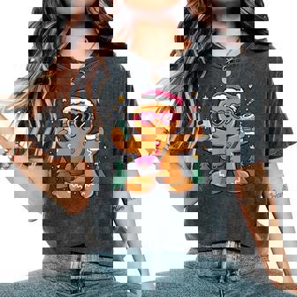 Gingerbread Man Cookie Santa Claus Hat Christmas Boys Girls Women's Oversized Comfort T-Shirt - Seseable