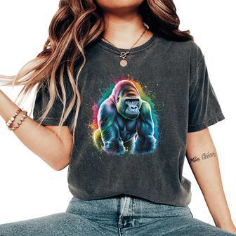 Gorilla Woman Colorful Watercolor Gorilla Women's Oversized Comfort T-Shirt - Thegiftio UK