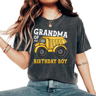 Grandma Of The Birthday Boy Kid Construction Truck Birthday Women's Oversized Comfort T-Shirt - Thegiftio UK