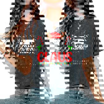 Grandma Claus Christmas Lights Family Matching Xmas Pajamas Women's Oversized Comfort T-Shirt - Monsterry