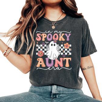 Groovy In My Spooky Aunt Era Retro Auntie Halloween Ghost Women's Oversized Comfort T-Shirt - Thegiftio UK