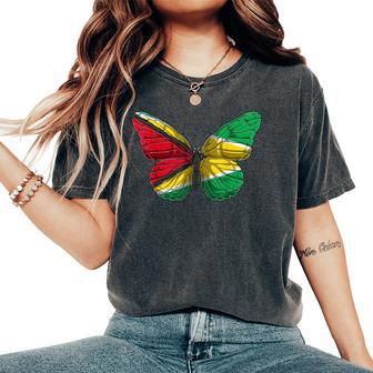 Guyana Butterfly Patriotic Guyanese Flag Women's Oversized Comfort T-Shirt - Thegiftio UK