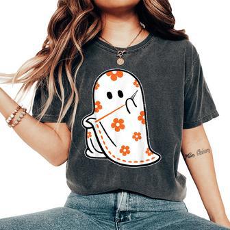 Halloween Costume Sewing Ghost Boo Sewing Lovers Women Women's Oversized Comfort T-Shirt - Thegiftio UK