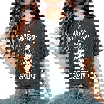 Halloween Dad Mom Daughter Adult Costume Unicorn Security Women's Oversized Comfort T-Shirt - Monsterry