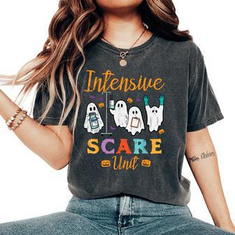 Halloween Icu Nurse Intensive Scare Unit Scrub Top Men Women's Oversized Comfort T-Shirt - Thegiftio UK