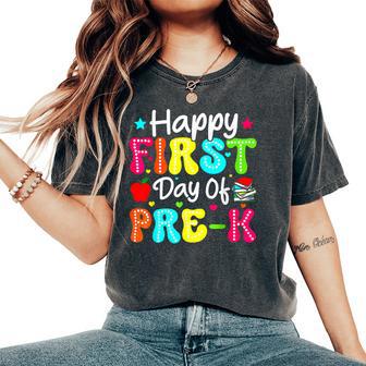 Happy First Day Of Pre-K Preschool Back To School Teacher Women's Oversized Comfort T-Shirt - Thegiftio UK