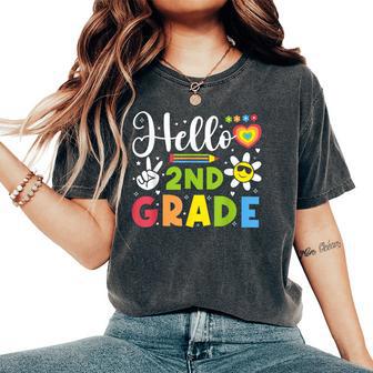 Hello Second 2Nd Grade Happy First Day Of School Girls Women's Oversized Comfort T-Shirt - Thegiftio UK