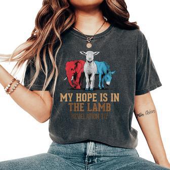 My Hope Is In The Lamb Scripture Elephant Donkey Women's Oversized Comfort T-Shirt - Thegiftio UK