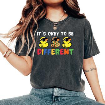 It's Ok To Be Different Duck Autism Awareness Animal Women's Oversized Comfort T-Shirt - Thegiftio UK