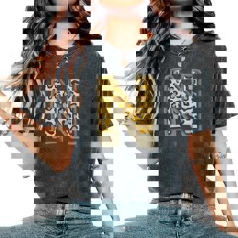 Jolie Lettre N Initiale Nom Léopard Imprimé Animal T-shirt oversize confortable pour femme - Cadeauxyz