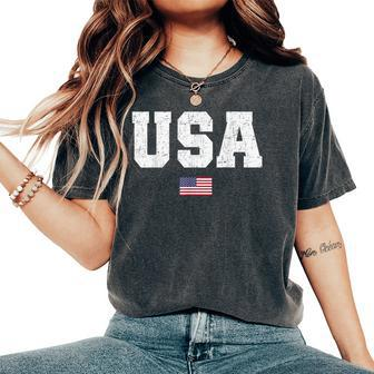 July 4Th Usa Patriotic American Flag Women's Oversized Comfort T-Shirt - Monsterry UK