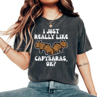 Just Really Like Capybaras Ok Capy Girls Kid Youth Men Women's Oversized Comfort T-Shirt - Thegiftio UK