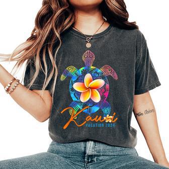 Kauai Hawaii Hawaiian Tie Dye Sea Turtle Vacation 2024 Women's Oversized Comfort T-Shirt - Thegiftio UK