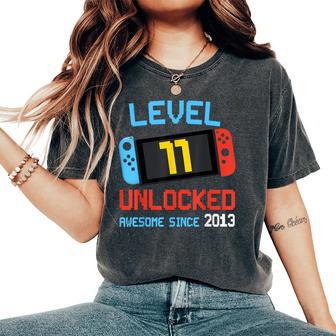 Level 11 Unlocked 11Th Video Gamer Birthday Boy Girl Women's Oversized Comfort T-Shirt - Thegiftio UK