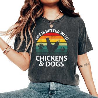 Life Is Better With Chickens & Dogs Girls Farmer Women's Oversized Comfort T-Shirt - Thegiftio UK