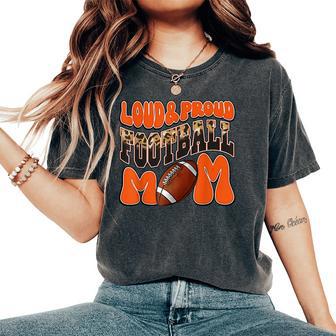 Loud Proud Football Mom Orange Team Leopard Football Mom Women's Oversized Comfort T-Shirt - Thegiftio UK