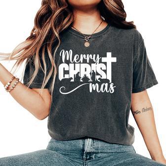 Merry Christ Mas Christian Christmas Jesus Christmas Family Women's Oversized Comfort T-Shirt - Thegiftio UK