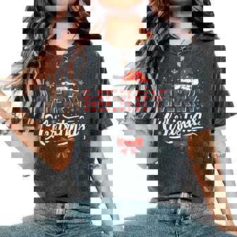 Merry Christmas Lights Santa Hat Xmas Family Women's Oversized Comfort T-Shirt - Thegiftio