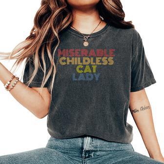 Miserable Childless Cat Lady Retro Vintage Women's Oversized Comfort T-Shirt - Thegiftio UK