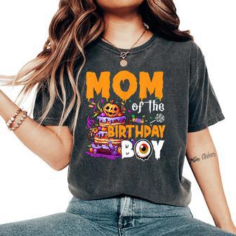 Mom Of The Birthday Boy Halloween Spooky Bday Kid Women's Oversized Comfort T-Shirt - Thegiftio UK