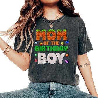 Mom Of The Birthday Boy Pixel Number Video Gamer Women's Oversized Comfort T-Shirt - Thegiftio UK