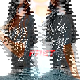 Mom Of The Fast One First Birthday Racing Car Family Women's Oversized Comfort T-Shirt - Thegiftio