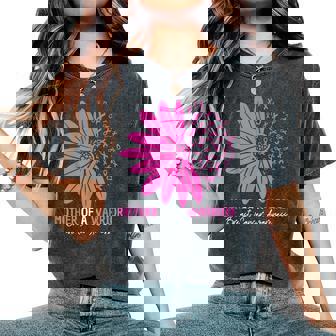 Mother Of A Warrior Breast Cancer Awareness Flower Pink Women's Oversized Comfort T-Shirt - Monsterry