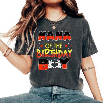 Nana Of The Birthday Boy Mouse Family Matching Women's Oversized Comfort T-Shirt - Thegiftio UK
