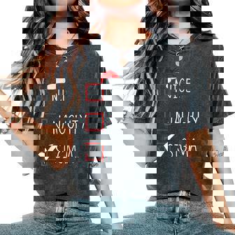 Nice Naughty Sigma List Santa Claus Sarcastic Women's Oversized Comfort T-Shirt | Seseable UK