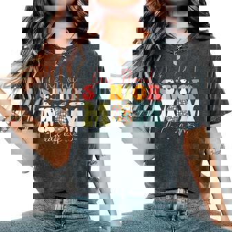One Proud Senior Mom Class Of 2025 Graduation Groovy Print Women's Oversized Comfort T-Shirt | Seseable UK