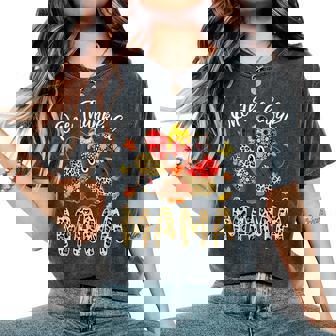 One Thankful Mama Leopard Turkey Thanksgiving Women's Oversized Comfort T-Shirt - Thegiftio