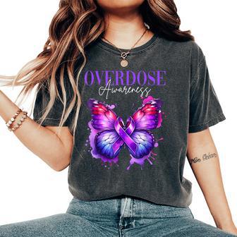 Overdose Awareness Month Purple Ribbon Butterfly Women's Oversized Comfort T-Shirt - Thegiftio UK