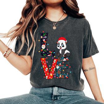 Panda Lover Xmas Ornament Decor Ugly Christmas Sweater Women's Oversized Comfort T-Shirt - Monsterry