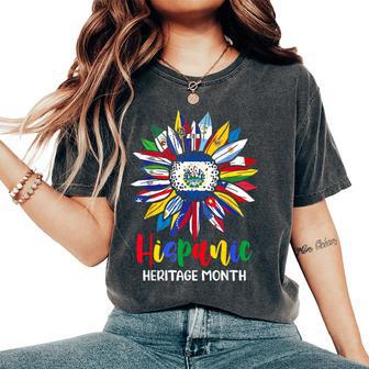Hispanic Heritage Month El Salvador Flag Sunflower Latino Women's Oversized Comfort T-Shirt - Thegiftio UK